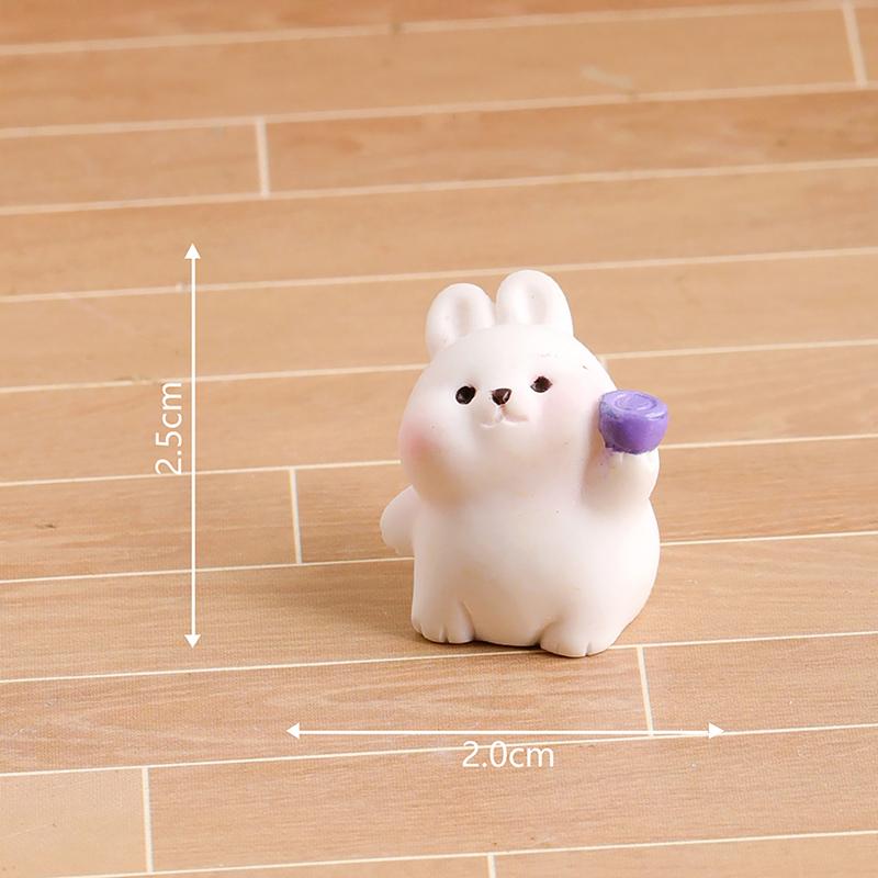 Creative Mini Cute Rabbit Small Ornament Cartoon Kawaii Bunny Micro Landscape Decoration Crafts Car Interior Accessories Gifts
