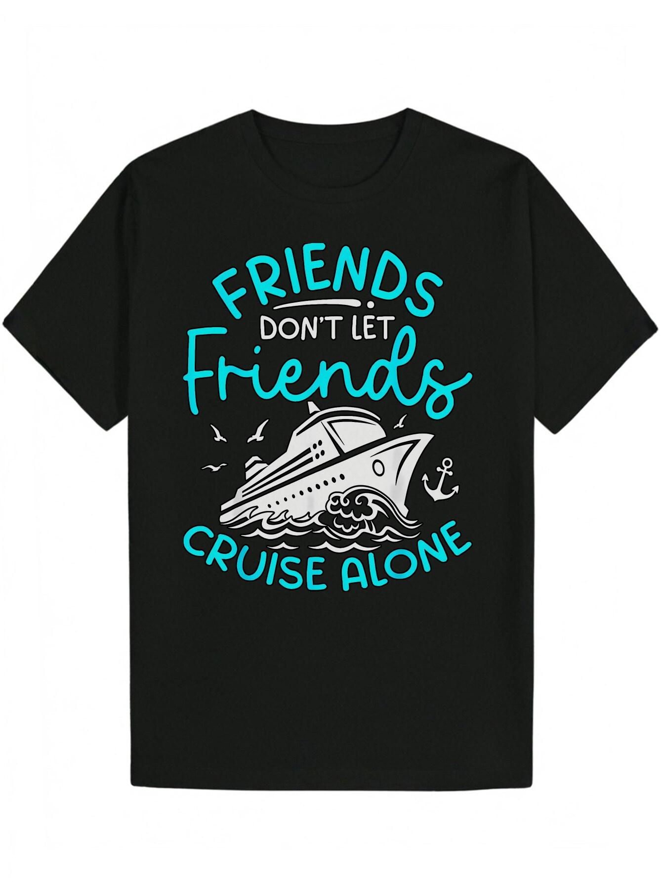 

Round Neck Polyester (Polyester) Mountain and Water Print T-shirt XXL