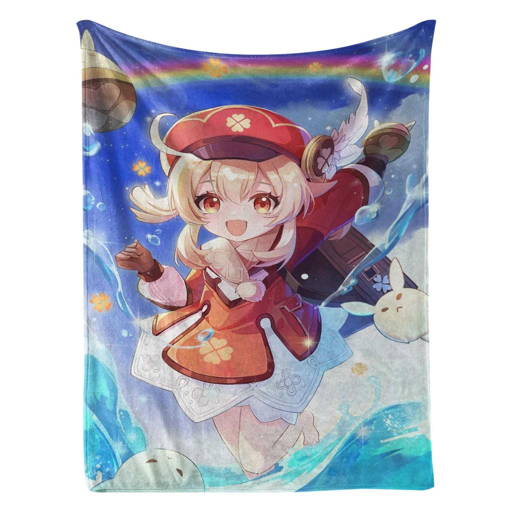 Genshin Impact Klee Cartoon Cute Blanket Cover Warm Soft Anime Flannel Knee Lanket Multifunctional Decoration Universal Blankets