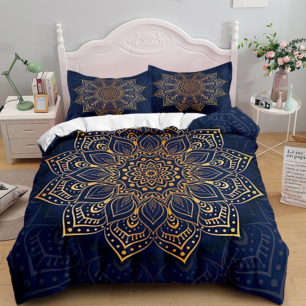 Bohemian Print Quilt Set Three-Piece, Home Textile Bedding