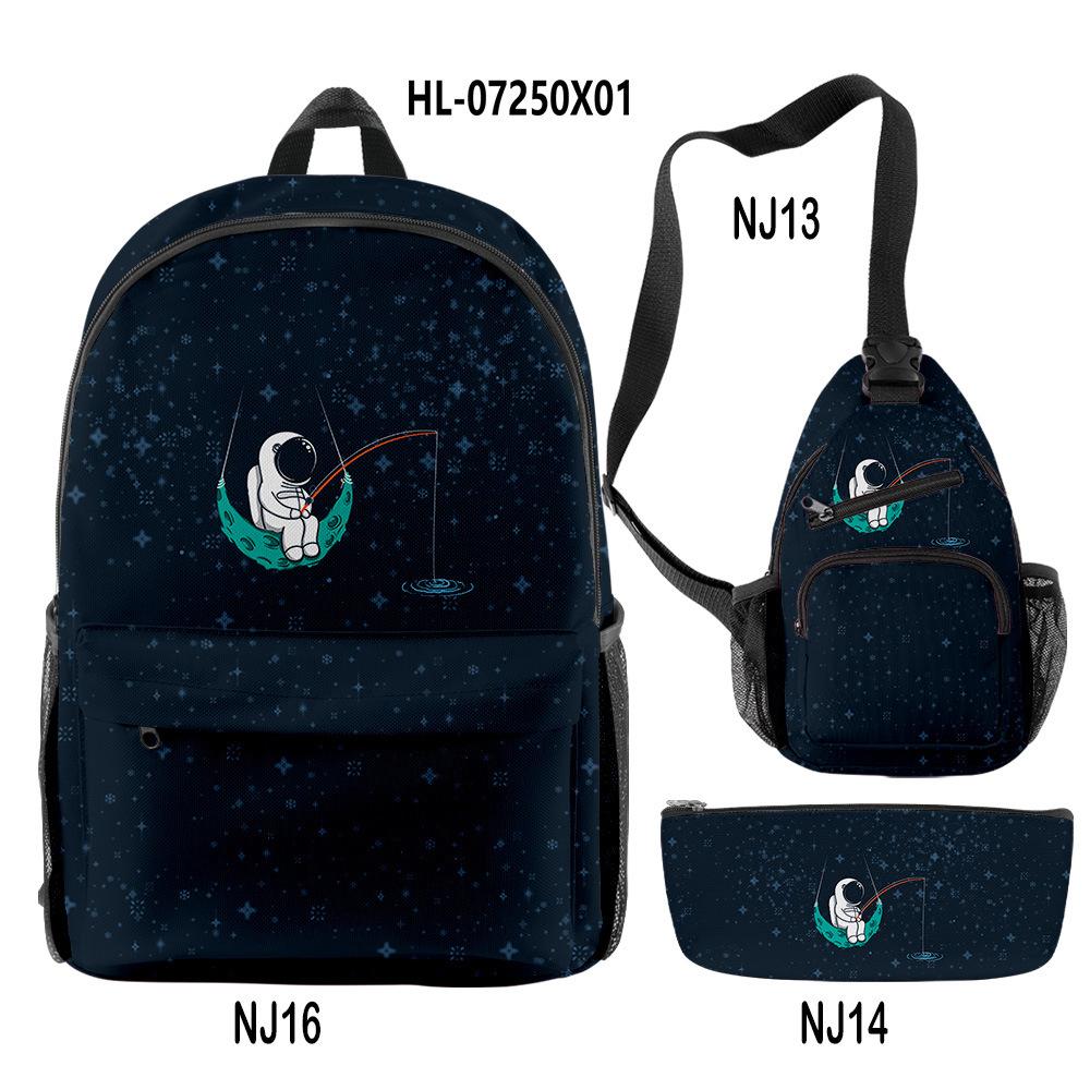 Classico Novità Strano Figo astronauta Stampa 3D 3pz/Set alunno Zaini Scolastici Zaino da Viaggio per Laptop Borsa a Petto Astuccio