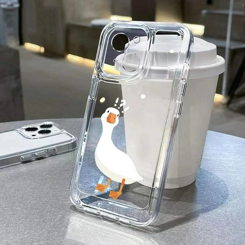 

Cute Duck Phone Case For iPhone 16 15 14 13 12 11 Pro Max XS X XR 7 8 Plus Mini SE 2020 2022 Mobile Funda Transparent iPhone 13 Pro