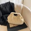 Elegant Summer Weave Chain Straw Bag Leisure Boho Straw Shoulder Bag Beach Casual Bucket Handbag For Ladies/Girls