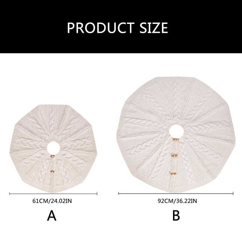 Vit Stickad Julgranskjol Trädstamskydd 61/92 cm Diameter med Knäppning Högtidsrumsdekorationer