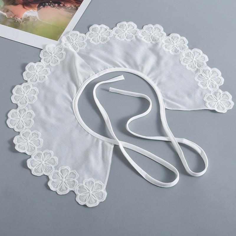 Lolita for Doll False Collar Shawl Scarf Embroidery Flower Shoulder Wrap Half Shirt Decorative Poncho Cape for Women Gir