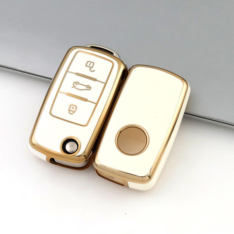 TPU Shell Fob Car Key Case Cover For Volkswagen VW Tiguan Beetle Caddy T5 Up Eos Skoda Octavia Seat Leon Altea Polo Golf Passat