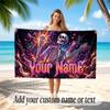 Skull Gothic Theme Soft Beach Towel Personalized Custom Name Text Towel Portable for Beach Pool Travel