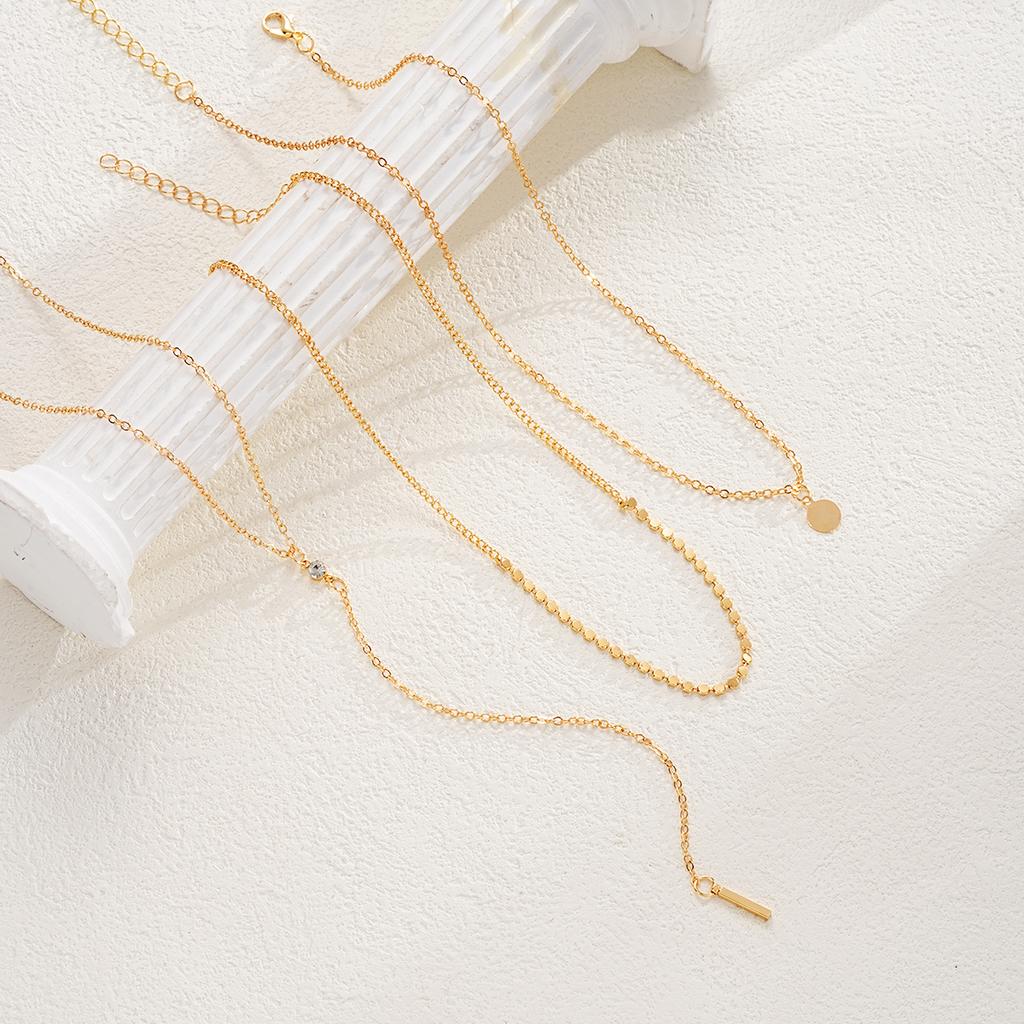3Pcs/Set MultiLayer Round Disco Coin Chain Necklace for Women Simple Gold Color Pendant Necklaces Set Trendy Party Jewelry Gifts