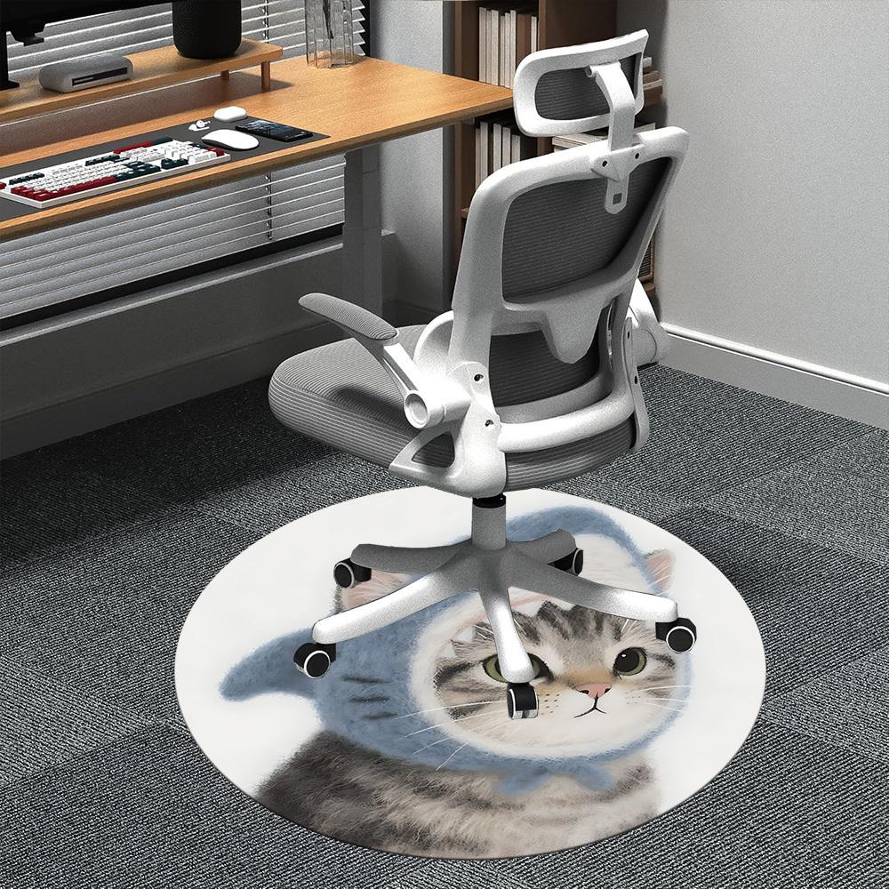 

1PC Shark Cat Office Round Area Rug, Indoor Mat Suitable ForOffice, Under Office Chairs Bedroom Living Room Home Decor, Room Deco f171 80cm by 80cm