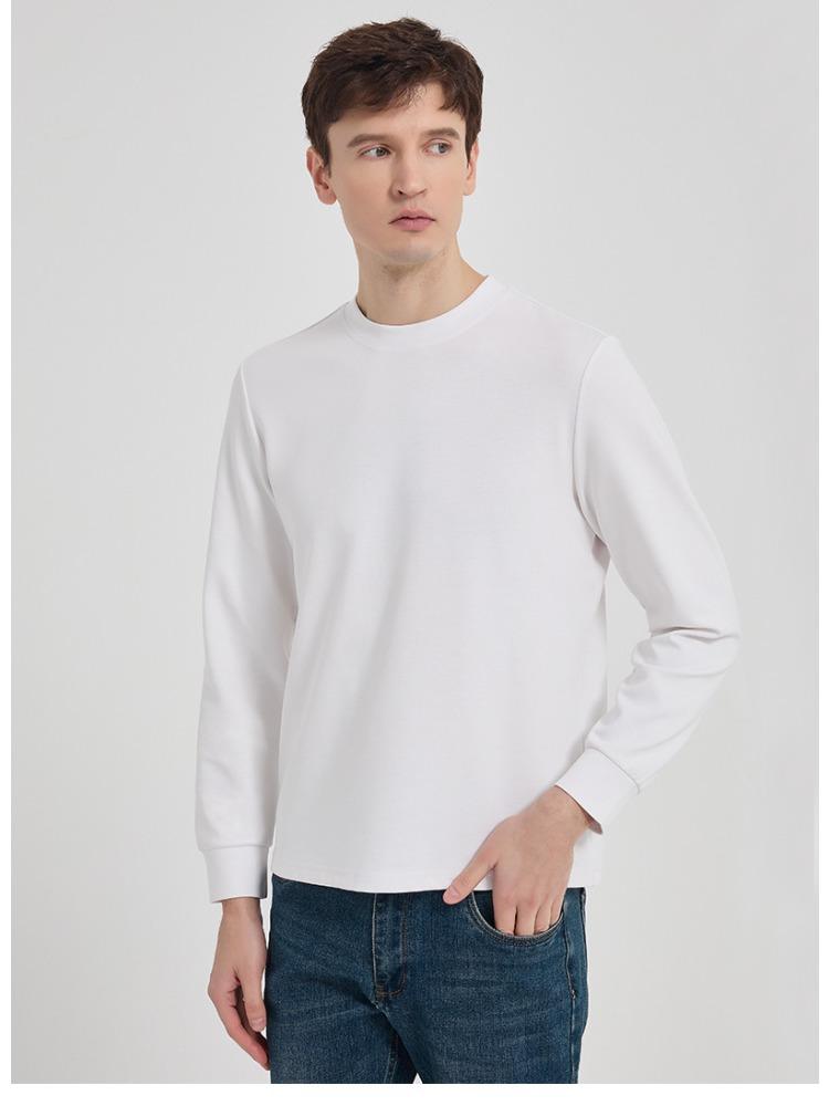Modaal T-shirt met Lange Mouwen voor Mannen Dubbelzijdig Ronde Hals Basislaag Katoen met Lange Vezels Jeugd Premium T-shirt Minimalistisch Lichtgewicht Ademend Topsn