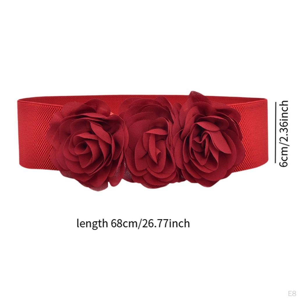 Elastic Waist Belt for Women with Floral Design
