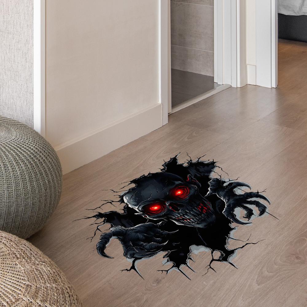Halloween Scary Wall Breaking Skull Bedroom Living Room Home Stickers Decoration