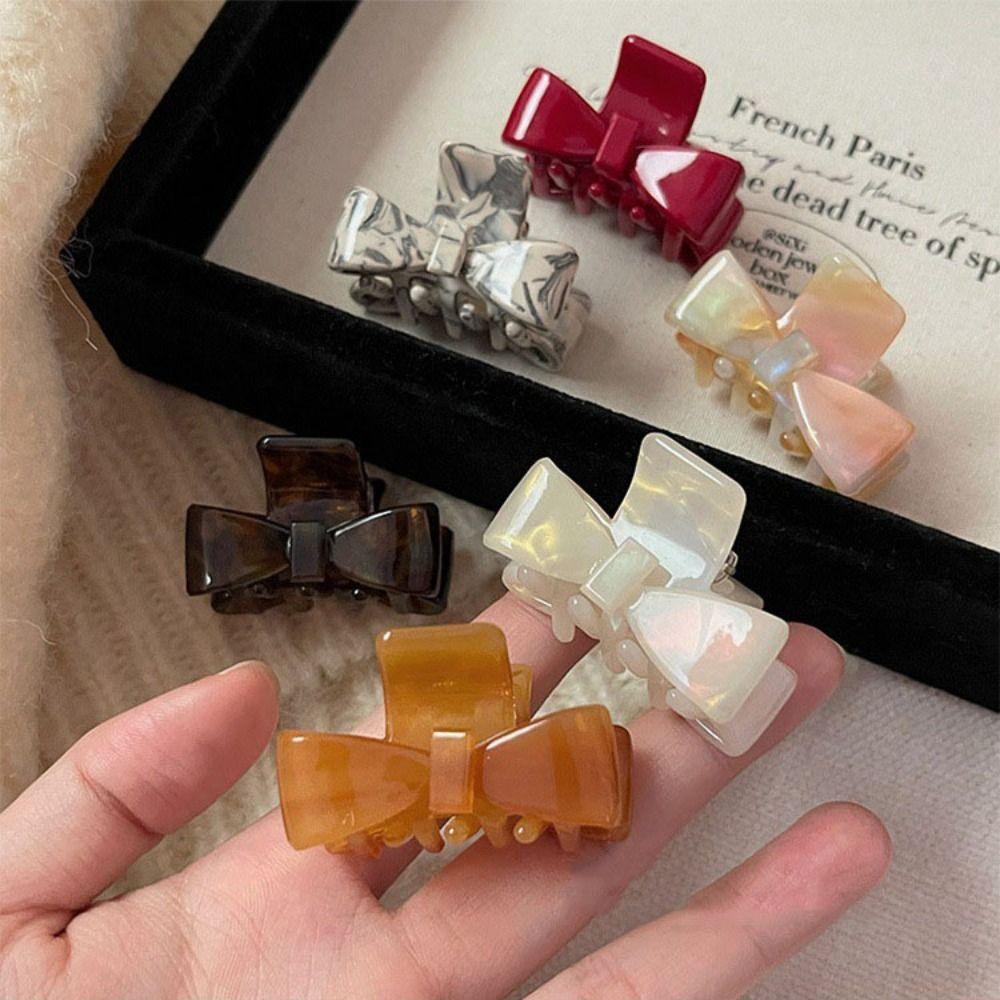 Korean Style Acetate Claw Clip Colorful Bowknot Hair Clip Elegant Bow Hair Claw  Ladies