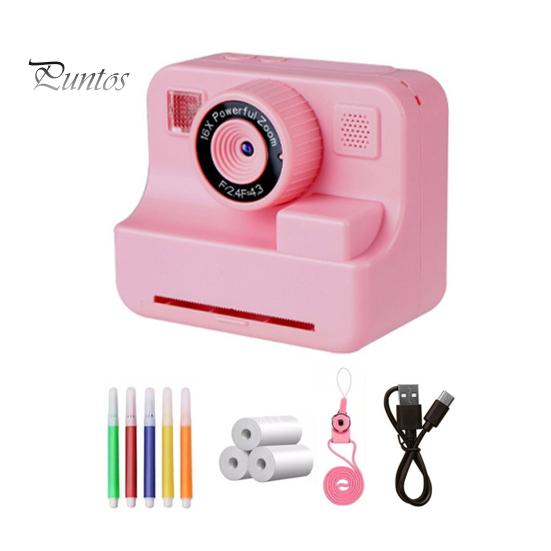 

Портативная камера мгновенной печати с большим экраном 40 МП, четкость, компактный размер, портативная многофункциональная детская камера с набором цветных ручек розовый