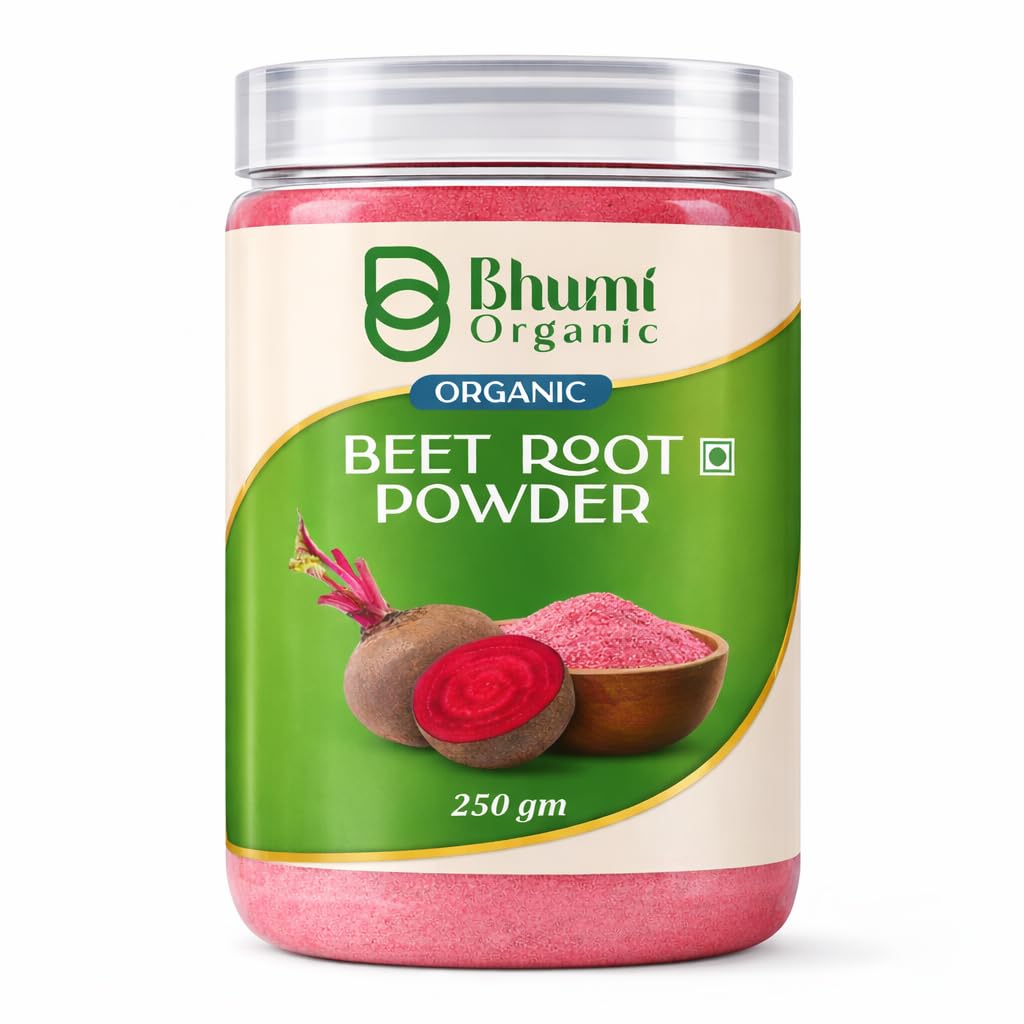 

Bhumi Organic Natural Beetroot Powder For Face, Skin & Hair (250g) | 100% Pure & High Natural Antioxidants | Boost Energy | Face Pack for Glowing