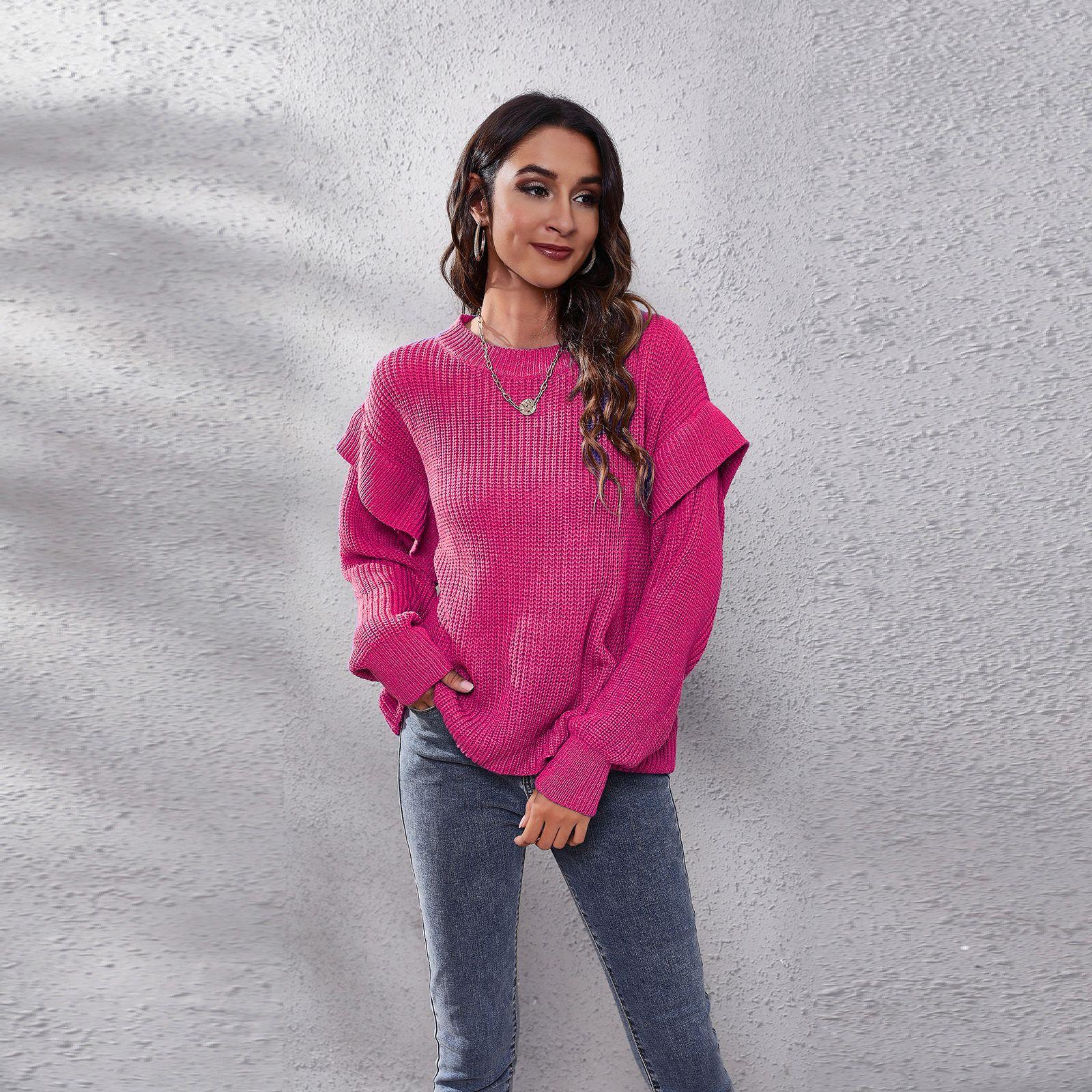 Новый свободный вязаный свитер с длинными рукавами и заниженными плечами для женщин — фото 9