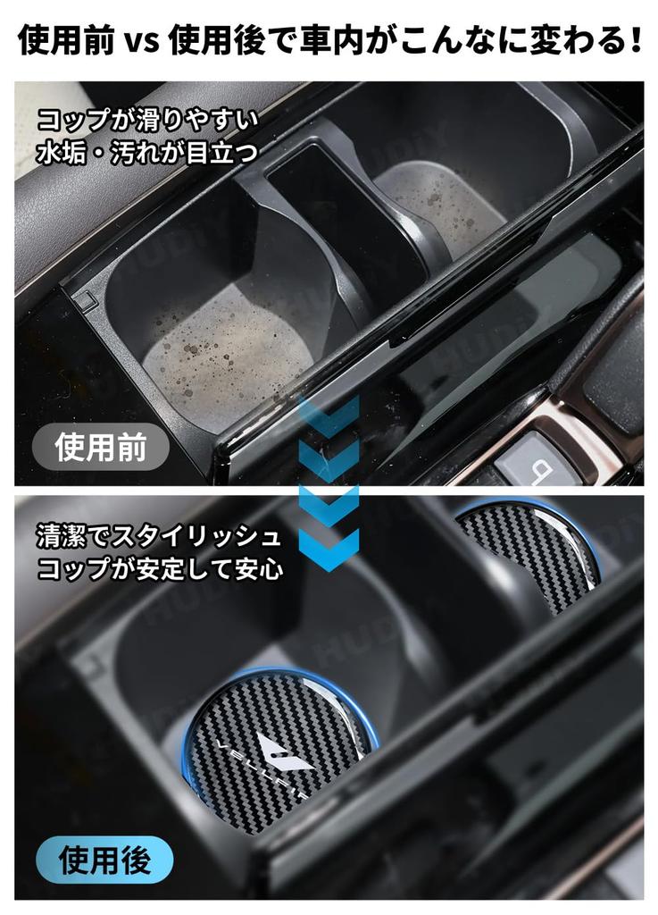 HUDIY Vellfire 40 Series Car Coasters, Set of 2, Carbon Style, Logo Peel Prevention,