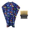 Kids Hair Cutting Cape Cute Patterns Waterproof Hair Dyeing Neck Shawl Wrap with Neck Duster Brush
