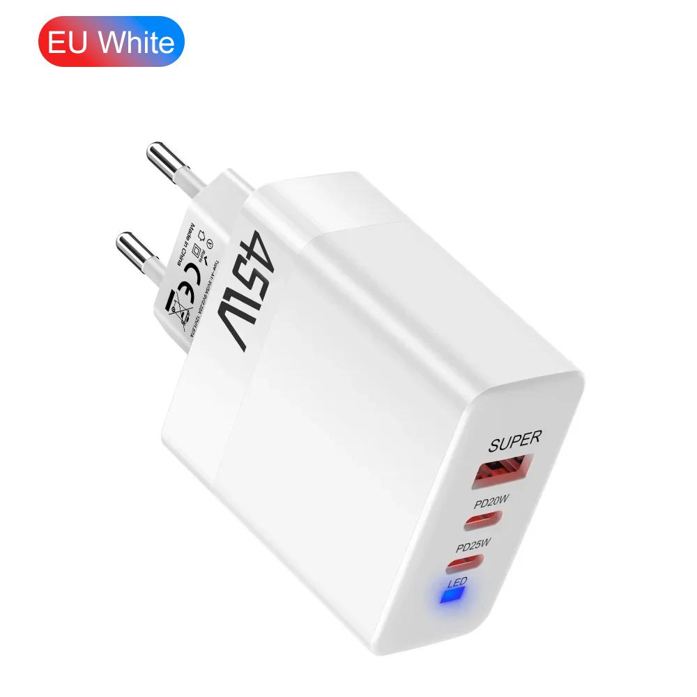 Încărcător USB PD 45W 3 Porturi Încărcare Rapidă QC3.0 Mufă EU/SUA/UK Adaptor Încărcător de Perete Pentru iPhone Xiaomi Samsung