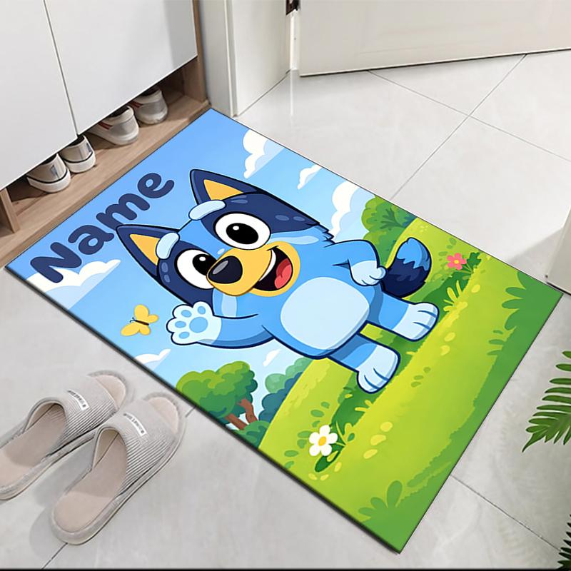 Custom Name Bluey Printed Carpet, Rug for Office Chair Living Room Bedroom Kitchen Room Decor Gifts.