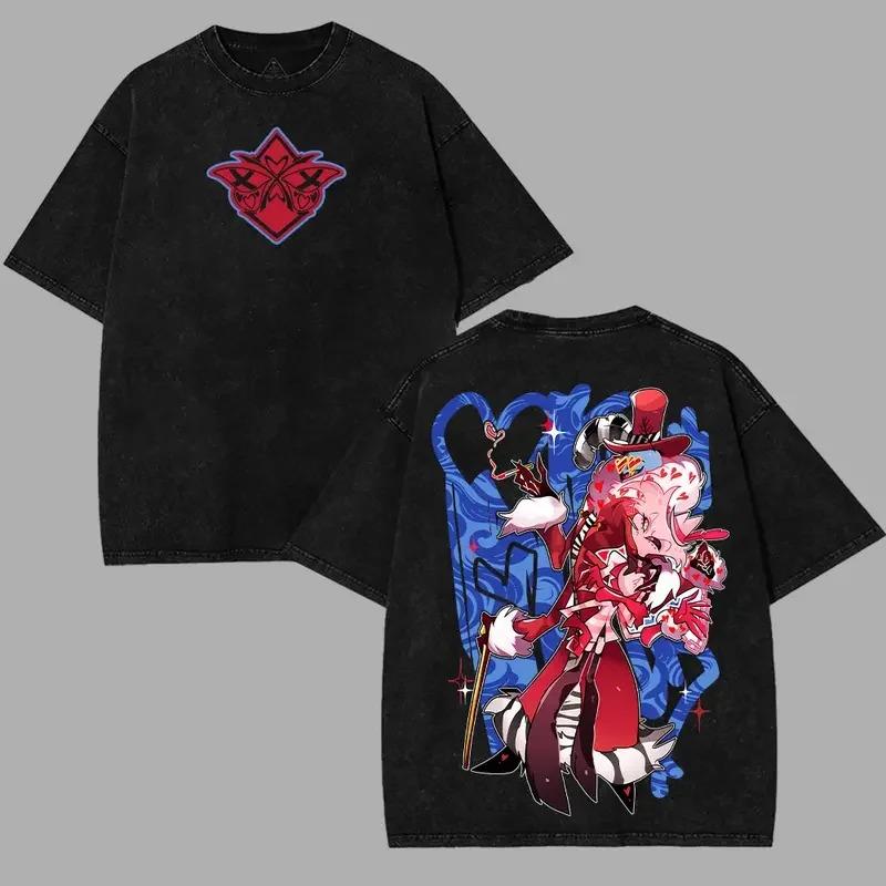 Harajuku Manga Hazbin Hotel Graphic T Shirt Washed Oversized Vintage Washed high quality hot product Unisex sweatshirt Sports