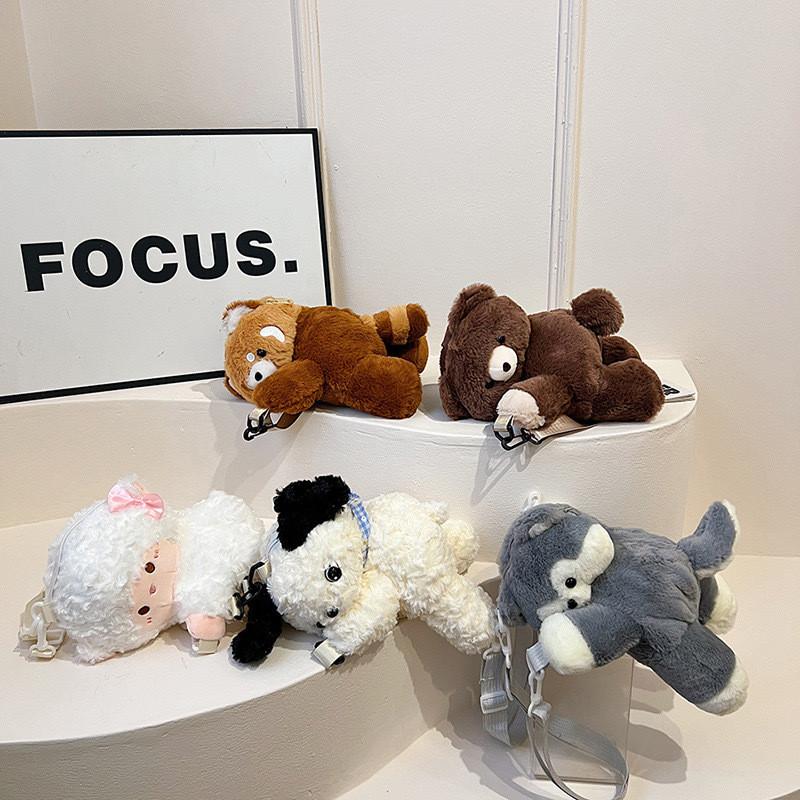 Plush Dog Backpack With Zipper Pocket For Daily Use And Gift Idea