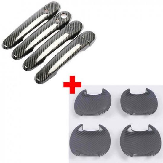 Carbon Fiber/Chrome Car Door Handle Bowl Cover For Nissan Almera Sunny March