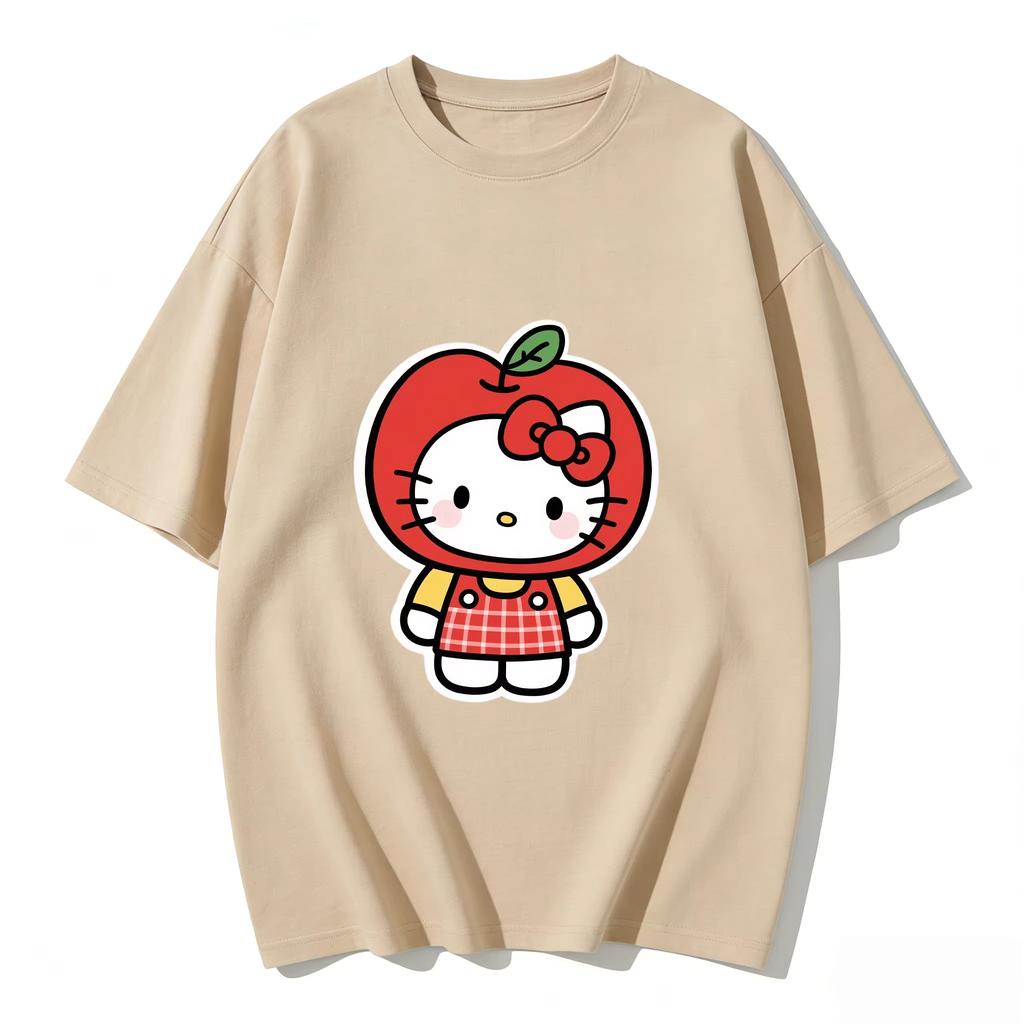 2026 new Summer HelloKitty Cute Graphic Tee Casual Short Sleeve Cotton Top for Women Girls Kawaii Cartoon Print Streetwear