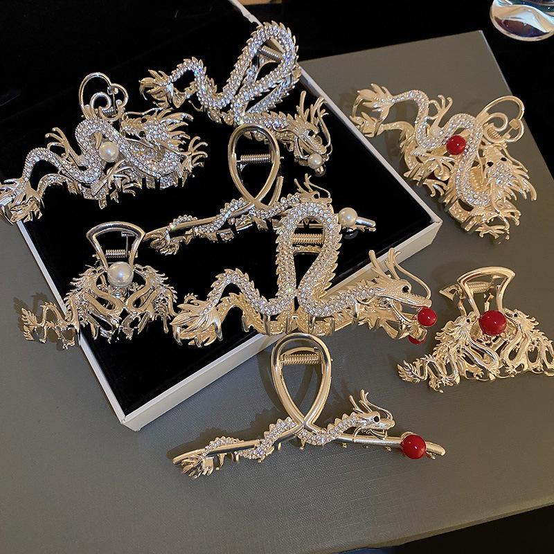 National Tide Inlaid Rhinestone Pearl Hairpin for Women Fashion New Chinese  Hair Claws All Matching Temperament Accessories