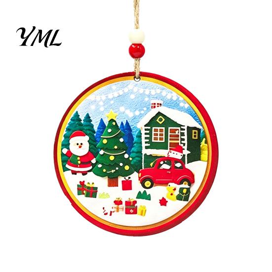 Wooden Xmas Tree Ornaments Christmas Hanging Sign with Hemp Rope, Rustic Holiday Wall Decor for Home Party Decoration, Solid Wood Festive Ornament