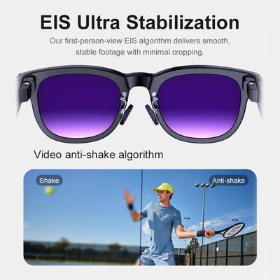 Smart Glasses With Camera 1200W Anti-Shake Voice Sunglasses Object Recognition BT6.0 Ai Smart Glasses for Business Meeting