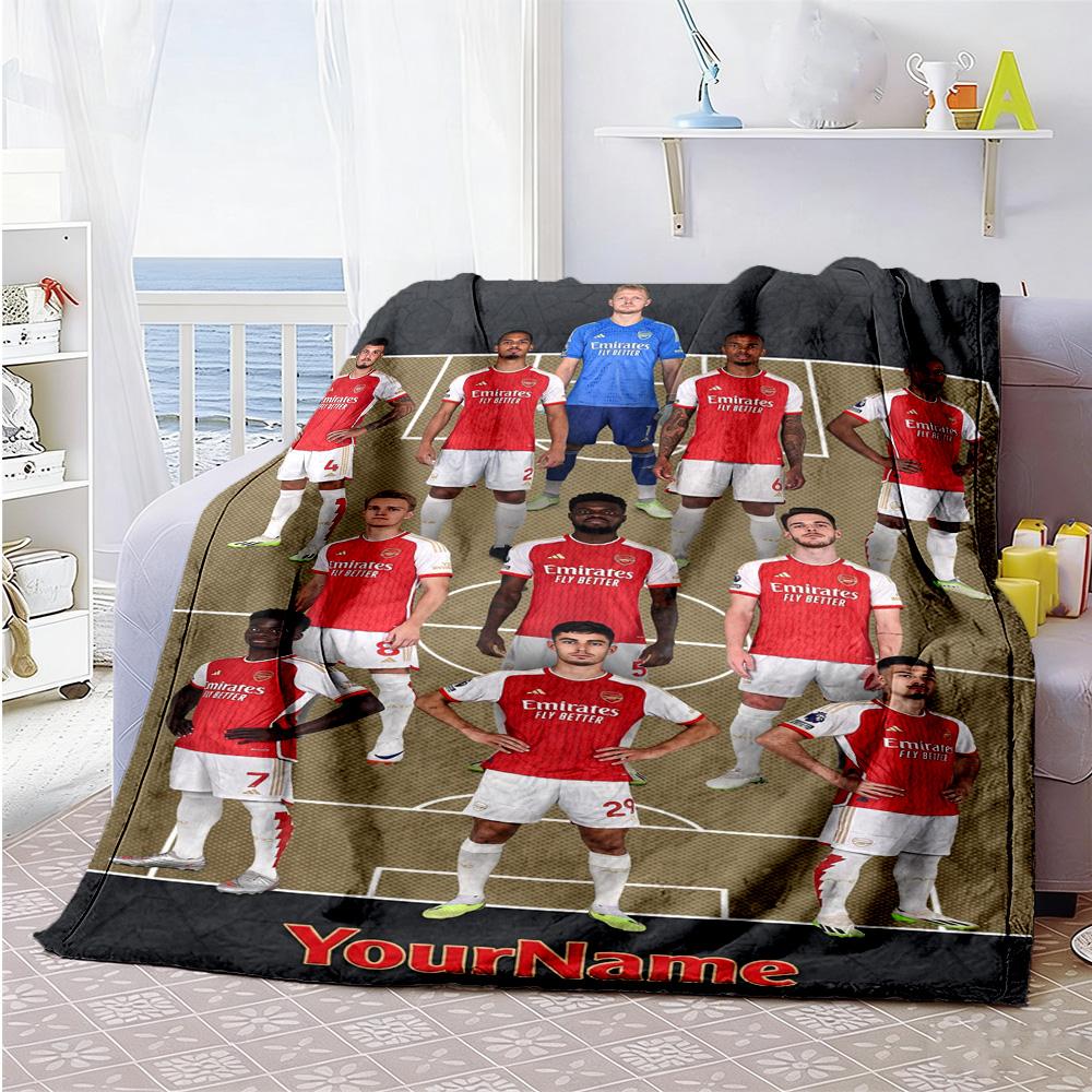 Arsenal Personalisierte Namensdecke Überwurf Personalisierte Decke Weich & Gemütlich Vielseitig für Heimdekoration Wohnzimmer Bettwäsche Stuhl Vier Jahreszeiten Mehrzweck