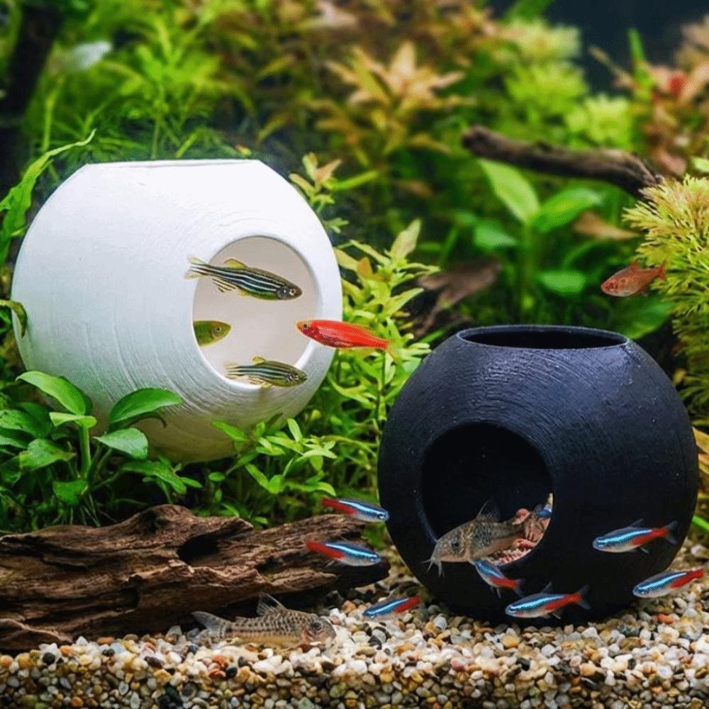 Suction Cup Fixed Fish Shrimp Hiding Cave Spherical Fish Tunnel Toy  Fish Shrimp Reptiles