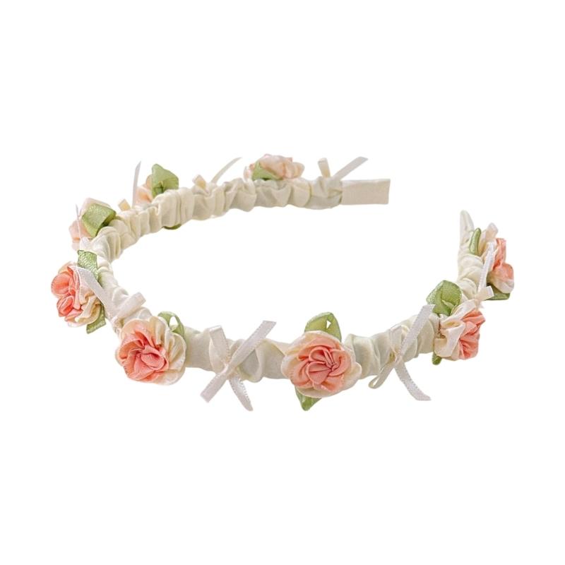 Comfortable Plastic Hairband Stylish HeaddressWith Pearls Floral Design Wedding Party Accessory For Sensitive Skin