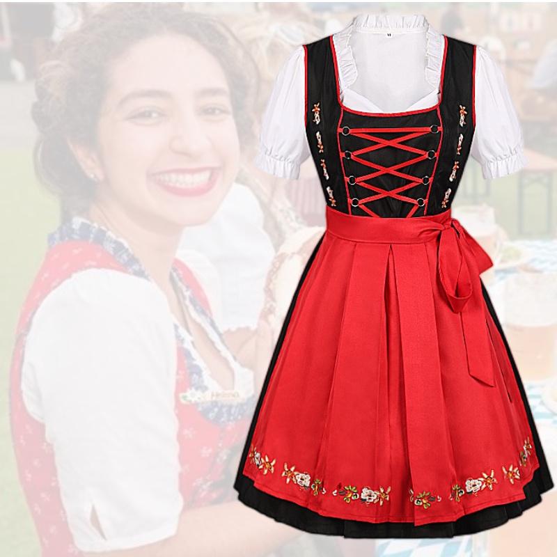 Costume Lady Oktoberfest Bavarian Beer Maid German Fancy Party Prop Dirndl Dress