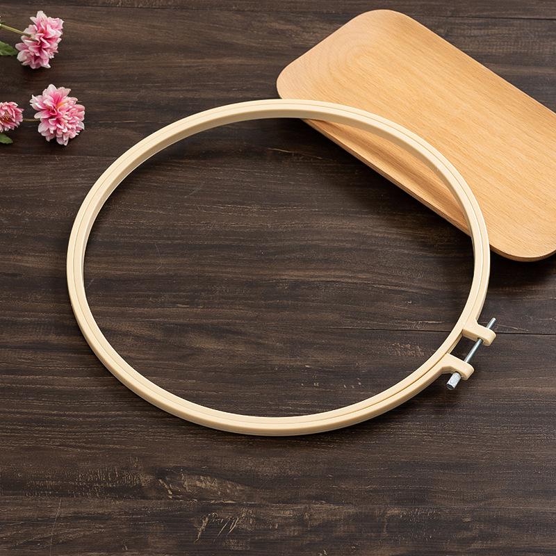 Multi-Size Beige Bamboo-Look Metal Embroidery Hoop for DIY Flower and Cross Stitch Projects