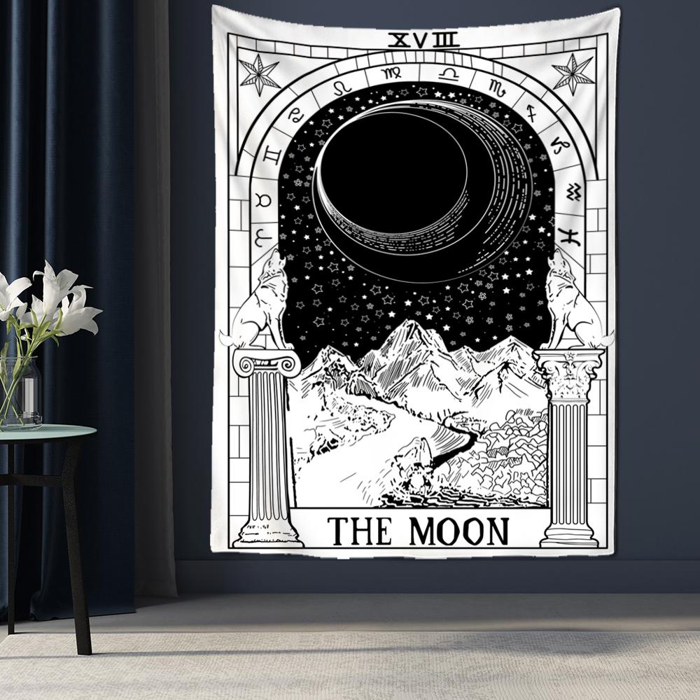 Compass Starry Sky Tarot Tapestry Wall Mount Sun Moon Hippie Tapiz Witchcraft Art Psychedelic Home Decor