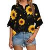 Summer Tops For Women Cute V Neck 3/4 Sleeve Blouses Floral Print Top Casual Shirts