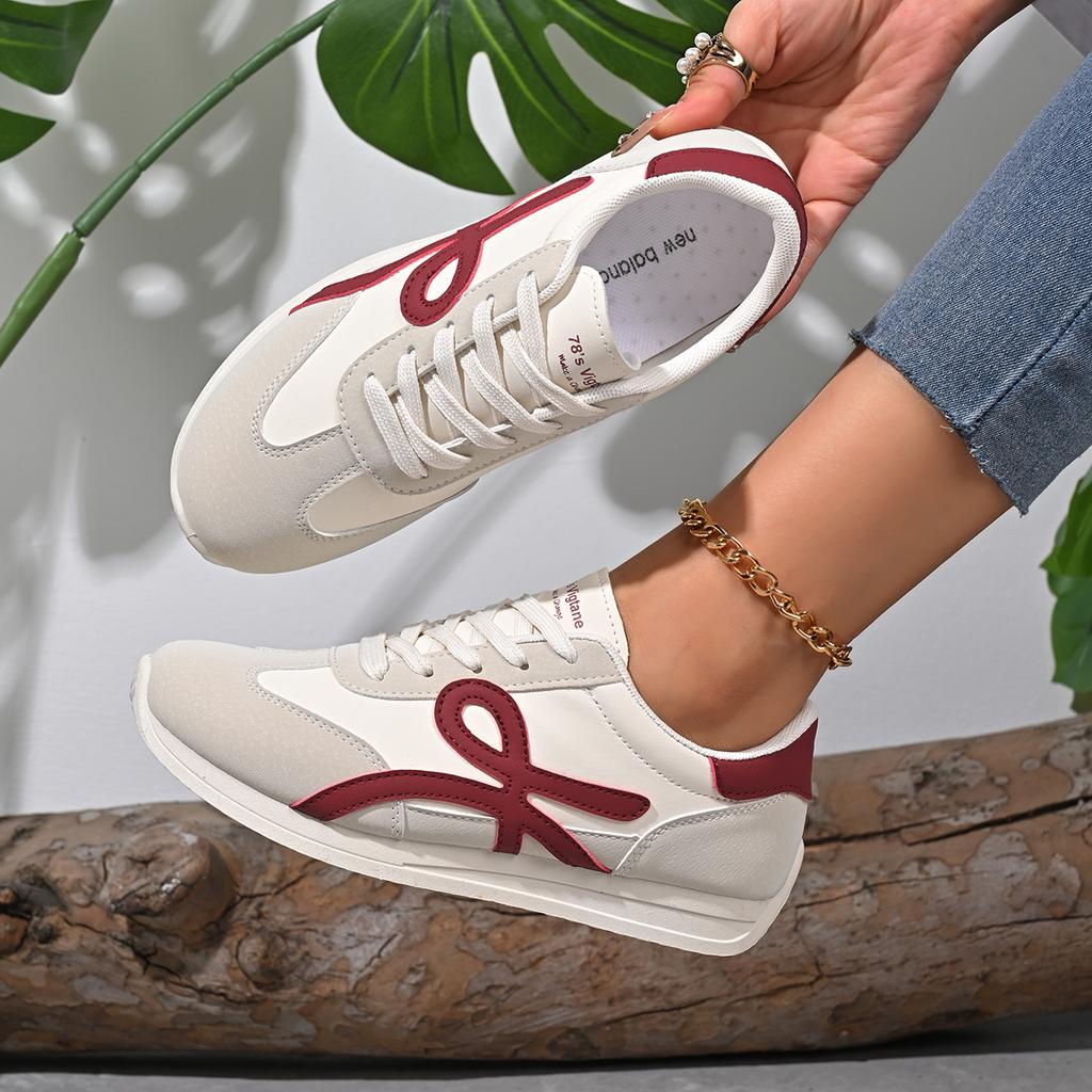 Neue Damen Sportschuhe lässig zum Schnüren Damen modische vulkanisierte Schuhe vielseitige flache Schuhe