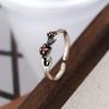 PONYKISS Sterling Silver Zircon Vintage Rose Rings for Women Party Minimalist Opening Fine Plant Accessories