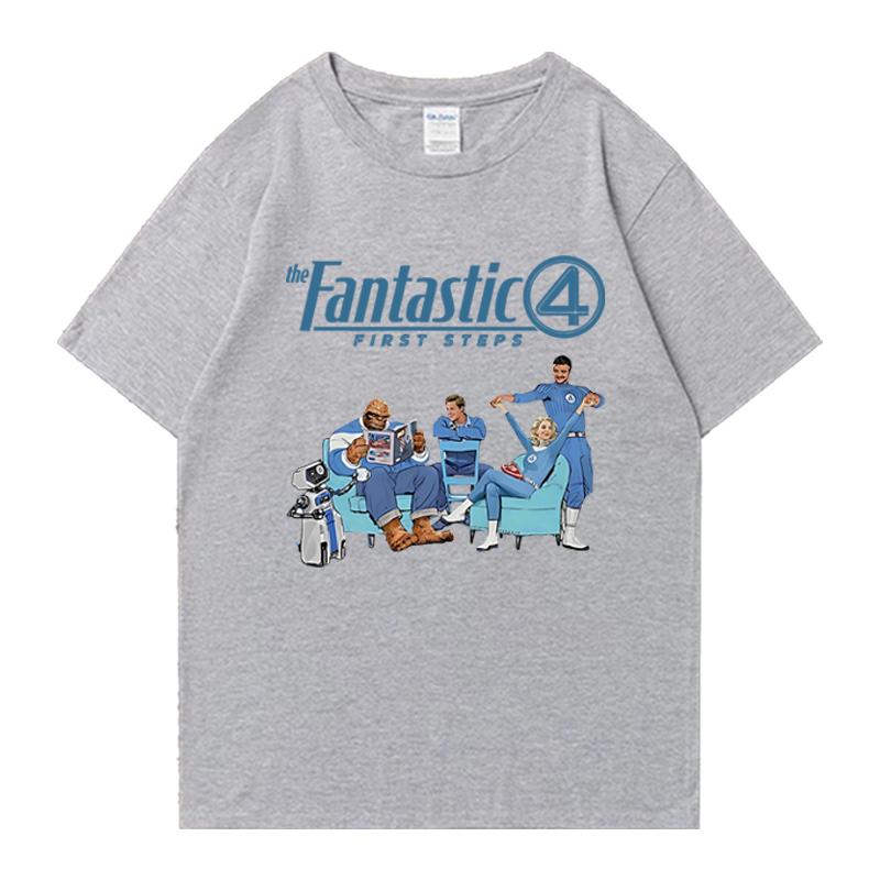 2025 The Fantastic Four First Steps Oversized 100% Cotton short sleeve t-shirts Hip Hop Men Women Summer Unisex T shirt clothing
