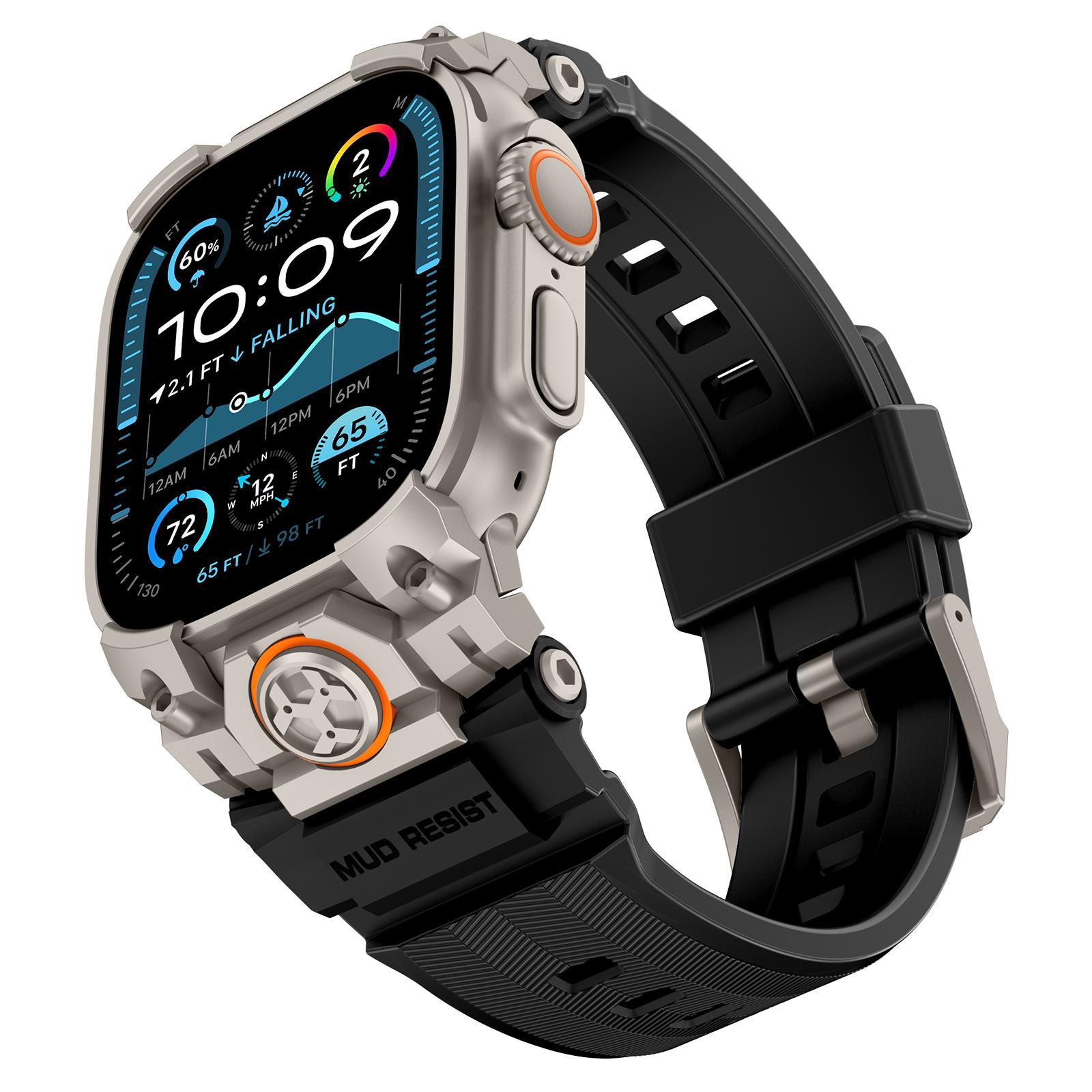 

Rubber Men Strap for Apple Watch Band Ultra 3 49mm Titanium Color Sports WatchBand for IWatch Ultra 3 2 1 49mm Silicone Bracelet 49mm