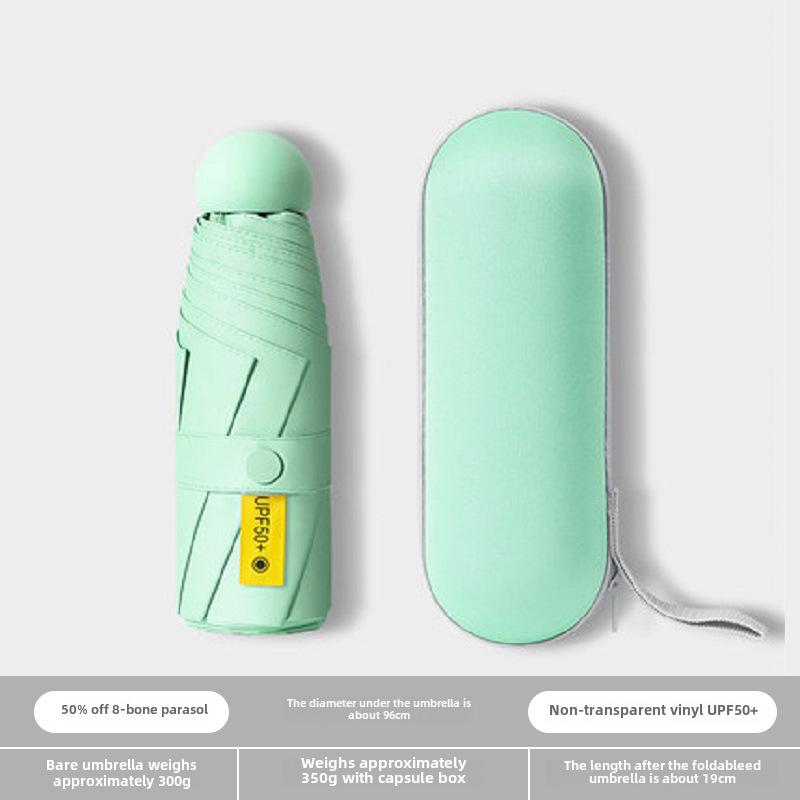 Compact Dual-Use Capsule Umbrella: Portable, Foldable, Lightweight, Sun & Rain Protection