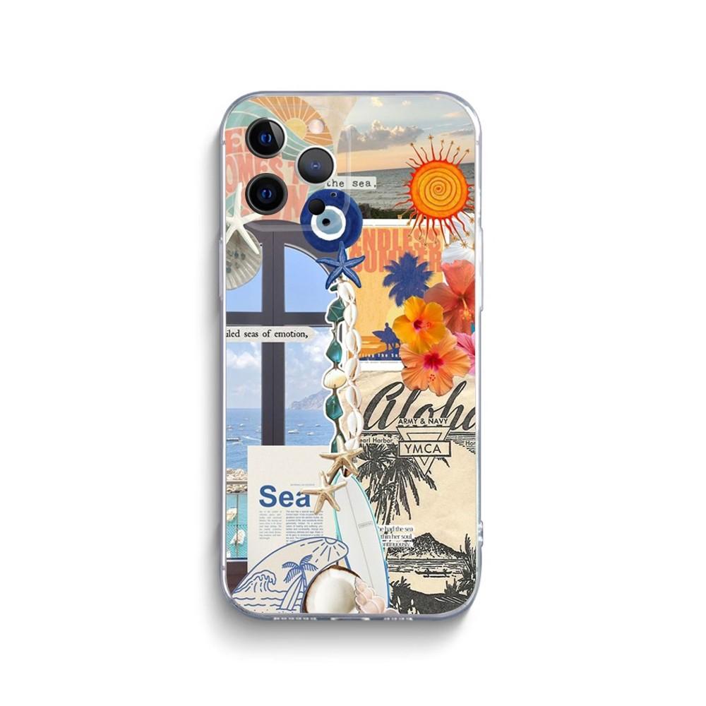 Hawaii Travel Seaside Phone Case For iPhone 15,14,13,12,11 Plus,Pro,Max,XR,XS,X,7,8 Plus,SE,Mini Transparent Silicone Soft