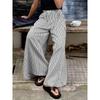 Fashion Striped Elastic Waist Straight Leg Wide Leg Pants Women Elegant Casual Loose Long Pants Spring Autumn Printed Simple Clothing