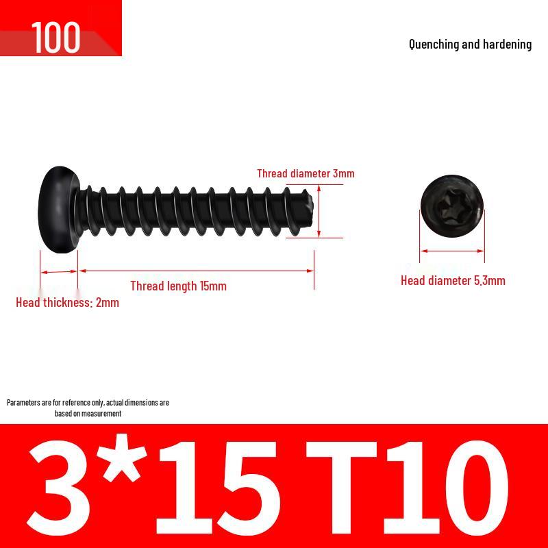 Black Zinc Plated M2 Pan Head Anti-Theft Hex Screws, Flat Tail, Self-Tapping