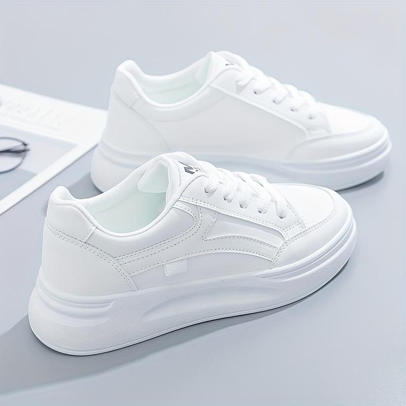 Damskor Rund Tå Platta Sneakers Snörning Låg Topp Andningsbara Boardskor För Fritidspromenader Löpning Jogging