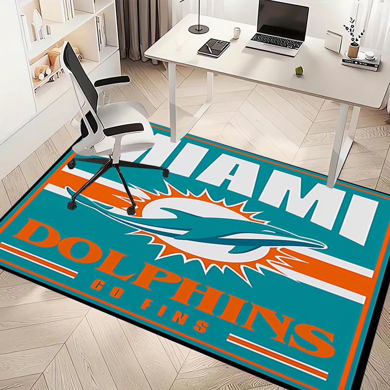 1pc Miami Dolphins logo Print Area Rug - Soft, Washable Non-Slip Indoor Mat, Living Room, Home Office Decorative Rug,Office Decorative