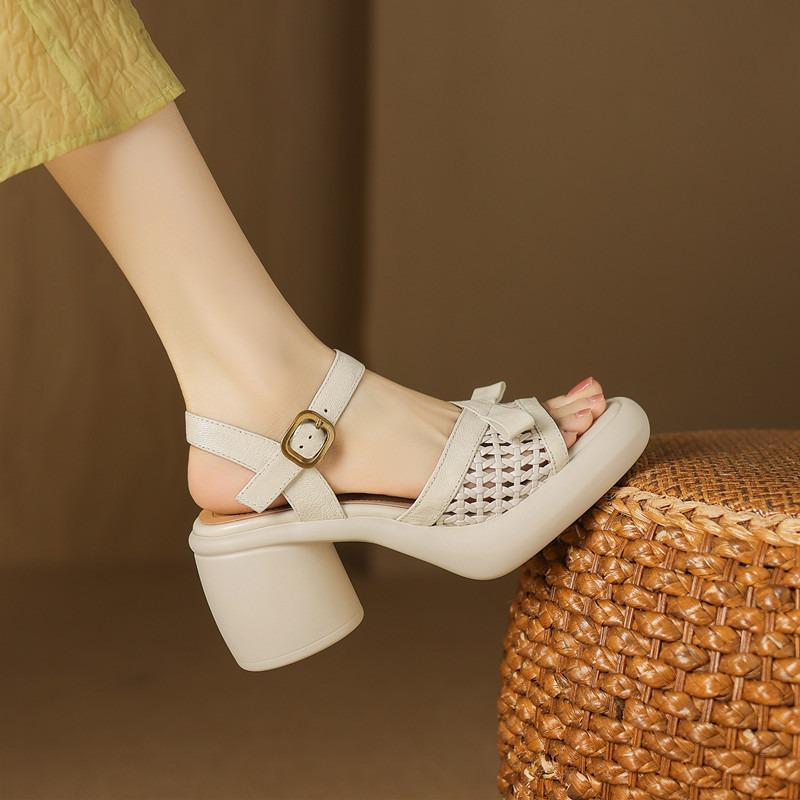 Fashion Female Sandals 2025 Summer High Heels Open Toe Women's Shoes Buckle Strap Girls Peep Toe Roman Style Shoes Sandalias De Mujer