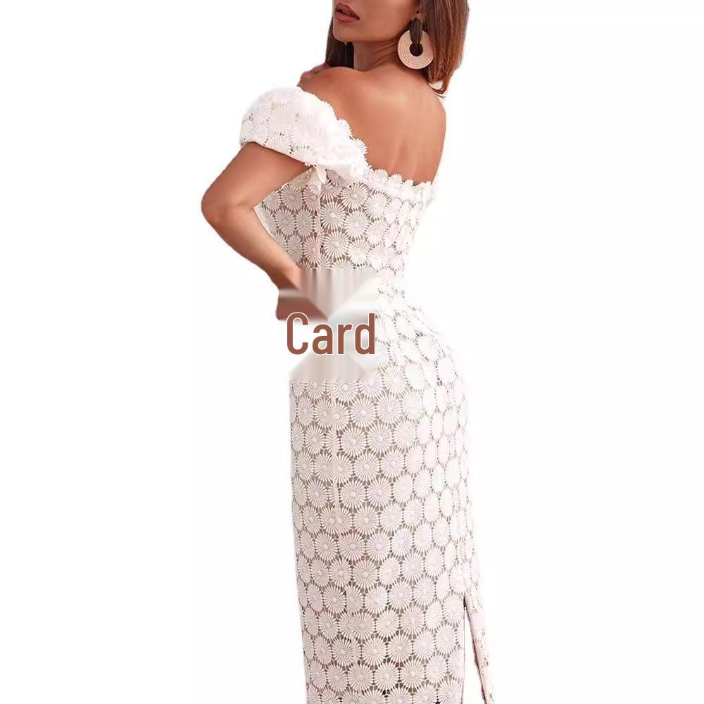 2022 Lace Midi Dress: Elegant, Solid Color, Mid-Waist, Bandeau, Three Colors Available